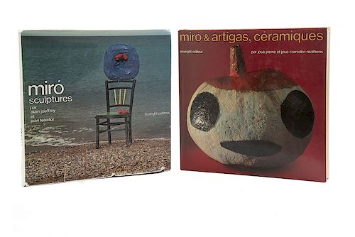 Pierre, José / Jouffroy, Alain. Miró & Artigas, Céramiques / Miró Sculptures. Paris, 1974. 4 litografías. Piezas: 2.