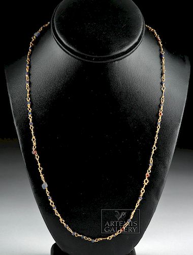 Roman 22K+ Gold Necklace with Glass & Carnelian Beads