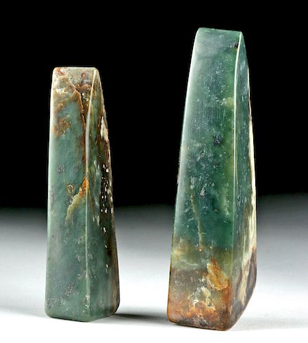 Lot of 2 Chinese Shang Dynasty Nephrite Jade Adzes