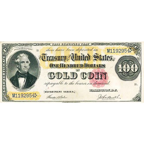 U.S. 1882 $100 GOLD CERTIFICATE