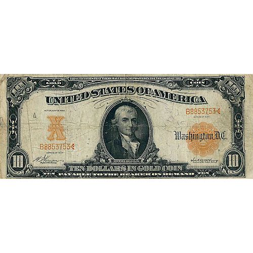 U.S. 1907 $10 GOLD CERTIFICATE