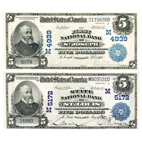 GROUP OF U.S. 1902 LARGE SIZE NATIONAL NOTES