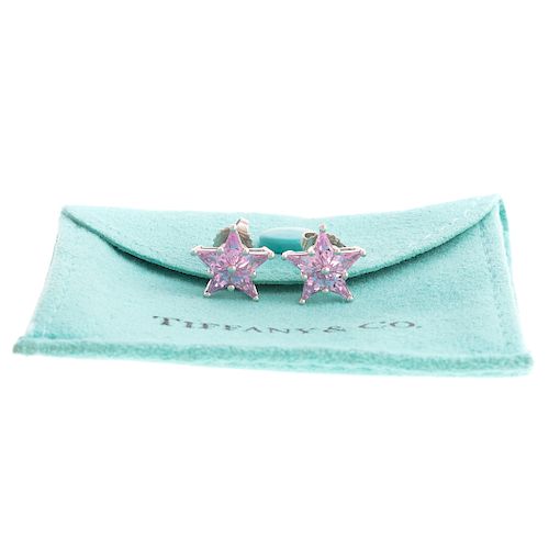 A Pair of Pink Sapphire Earrings by Tiffany & Co.