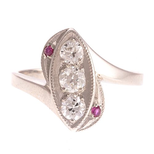 A Ladies Art Deco Diamond & Ruby Ring in Platinum