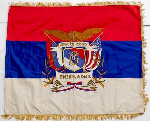 Flag of an Early 20th Century Serbian-American Soko Social Gymnastic Society 