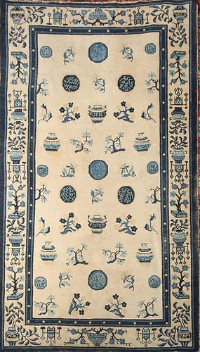 CHINESE SEMI-ANTIQUE OATMEAL GROUND RUG