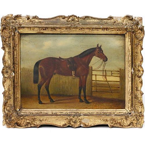 A 19th century painting of a hunting horse.