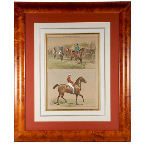 A pair of framed 19th century racing prints.