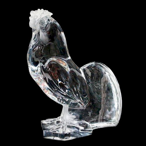 A LARGE LALIQUE CLEAR ROOSTER