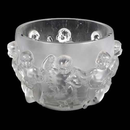 A LALIQUE CLEAR AND FROSTED GLASS LUXEMBOURG CENTERPIECE BOWL