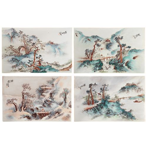 Chinese Porcelain Four Seasons Plaques