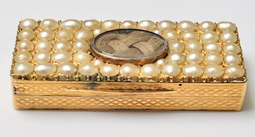 English Georgian 18K Gold & Pearls Box C. 1800