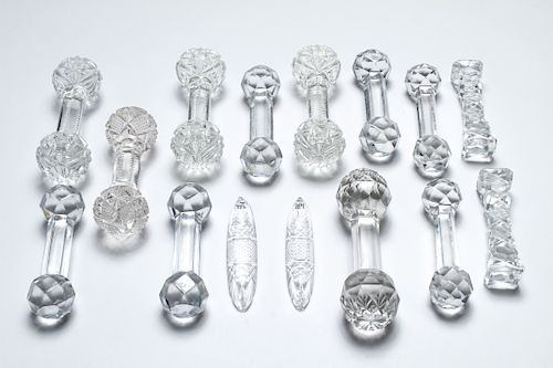 Group of Cut Crystal Knife Rests, 15