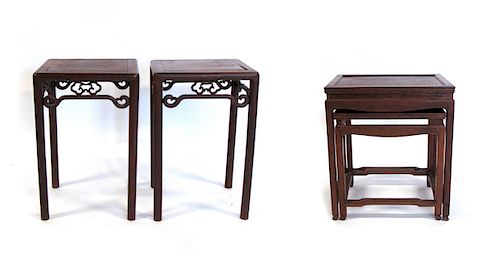 Pair of Hongmu Side Tables together with Two
