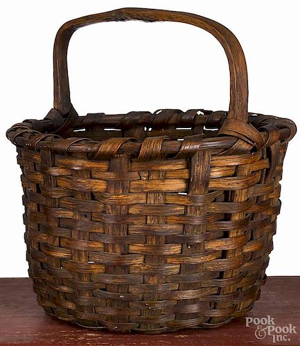 Splint gathering basket, 19th c., 12'' h.