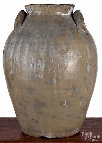 Southern stoneware bulbous crock, 19th c., 14 1/2'' h.