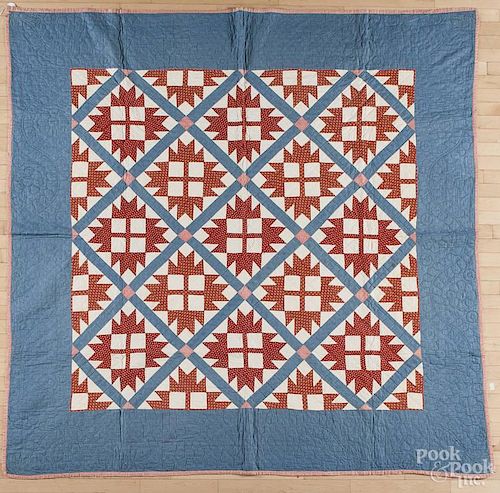 Patchwork star variant quilt, early 20th c., 86'' x 88''.