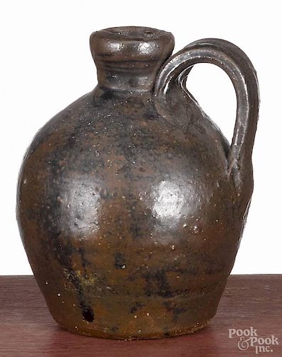 Diminutive redware jug, 19th c., 4 3/4'' h.
