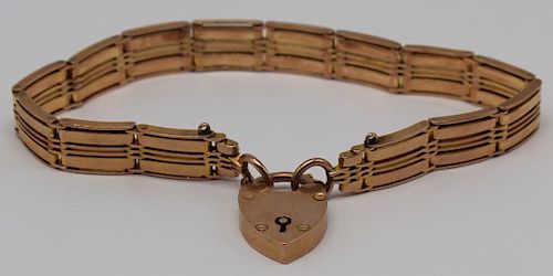 JEWELRY. English 9ct Gold Bracelet & Heart Locket.