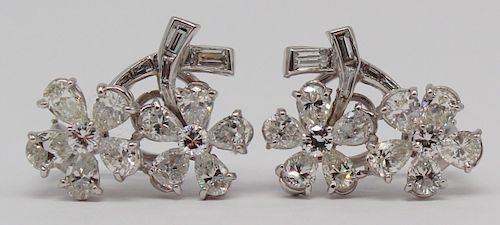 JEWELRY. Pair of Platinum and Diamond Ear Clips.