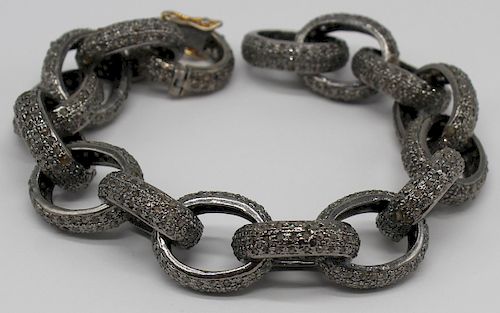 JEWELRY. Indian Silver Link and Diamond Bracelet.