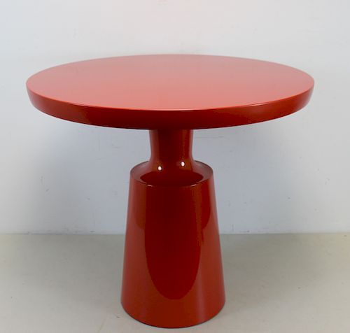 HOLLY HUNT. Signed Red Lacquer "PESO" Table