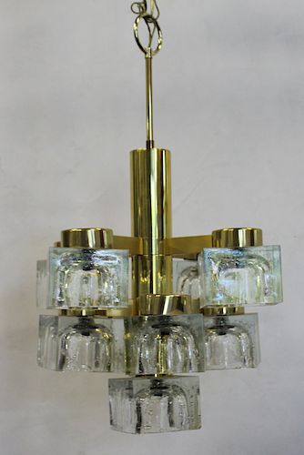 MIDCENTURY Gilt Metal and Glass Block Form