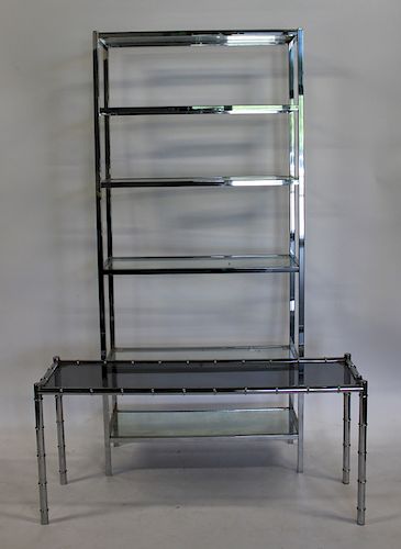 MIDCENTURY. Chrome Etagere and a Bamboo Form