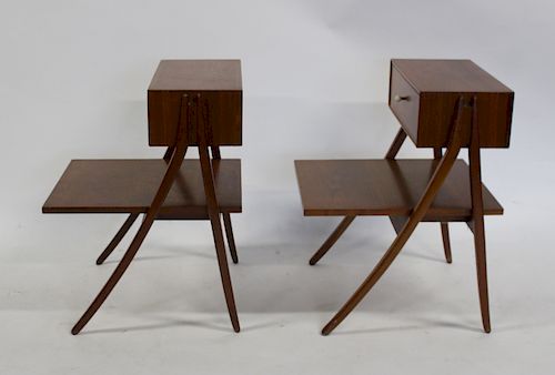 MIDCENTURY. Drexel Signed Pair of End Tables.
