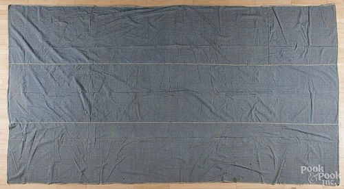 Large blue and white checked homespun bed cover, 19th c., 94'' x 168''.