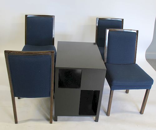 MIDCENTURY. Dunbar Set Of 4 Chairs & An End Table.