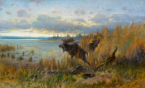 John Fery (1859–1934): Early Morning Moose, Northern Montana