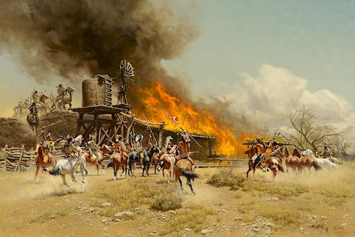 Frank Mccarthy (1924–2002): Burning of the Relay Station (1979)