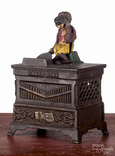 Kyser and Rex cast iron Organ mechanical bank, late 19th c., 6 1/4'' h.