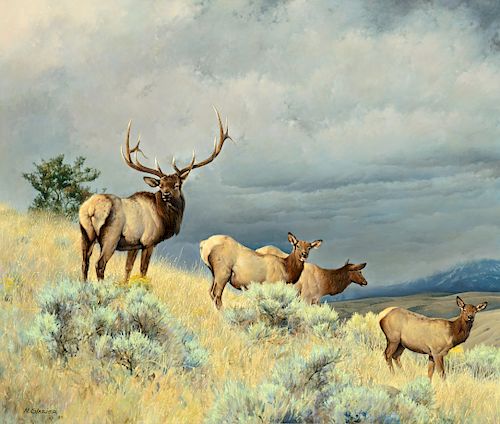 Nancy Glazier (b. 1947): Elk Family (1985)