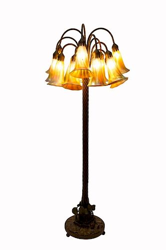 Attributed, Buffalo Metal Works Bronze Lily Lamp