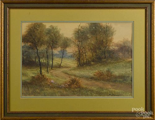 Watercolor landscape, early 20th c., signed E. L. Edwards, 13'' x 19''.
