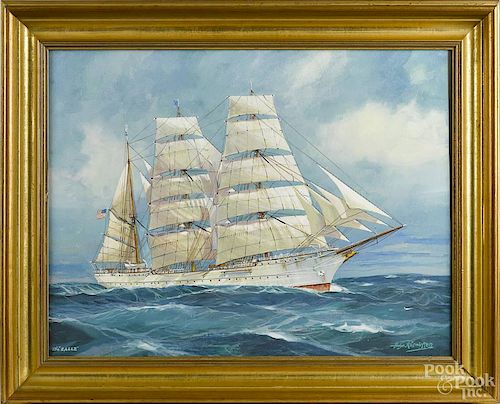 Helge Rasmussen (American 20th c.), gouache ship portrait, titled The Eagle