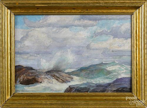 John Downes Whiting (American 1884-1977), oil on board coastal scene, signed lower left and dated