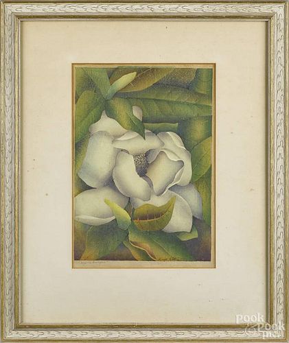 Luigi Rist (American 1888-1959), woodcut, titled Magnolia Grandiflora, signed lower right