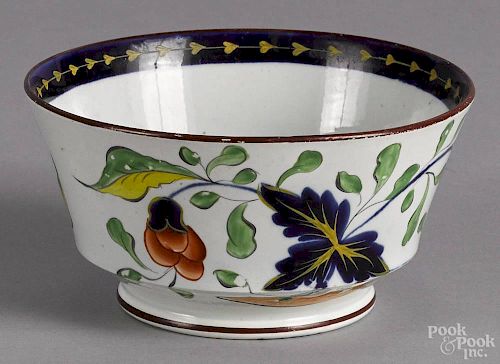 Gaudy Dutch grape pattern waste bowl, 19th c., 3'' h., 6'' w.