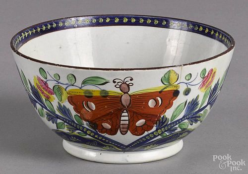 Gaudy Dutch butterfly pattern waste bowl, 19th c., 3'' h., 6 1/4'' w.