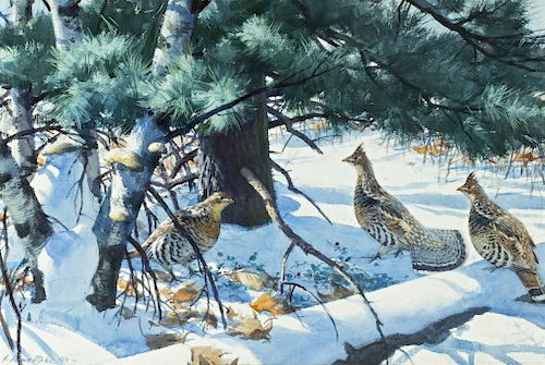 Aiden Lassell Ripley (1896-1969) Grouse on a Winter Morning
