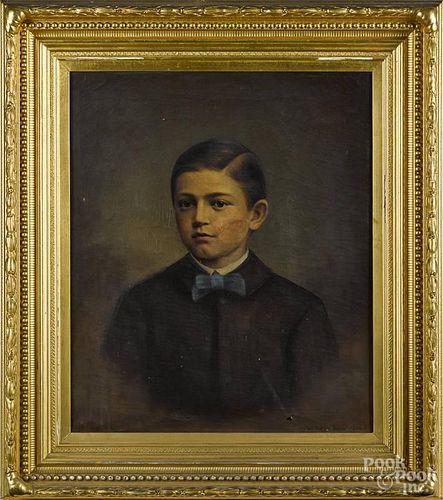 American oil on canvas portrait of a boy, signed W. Reith 1880, 24'' x 20''.