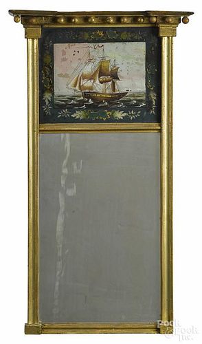 Federal giltwood mirror, ca. 1815, 26 1/4'' x 11 1/2''.