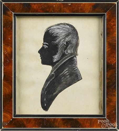 Miniature silhouette of a young boy, 19th c., 4 1/2'' x 3 1/2''.