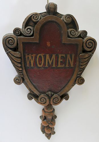 Antique Shield Form Painted "Ladies" Sign.