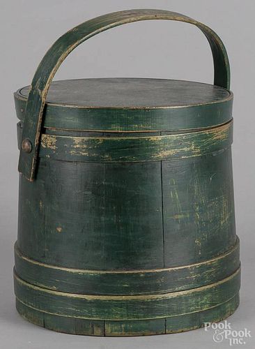 Painted pine firkin, 19th c., inscribed J. W. Southard under the lid and bottom