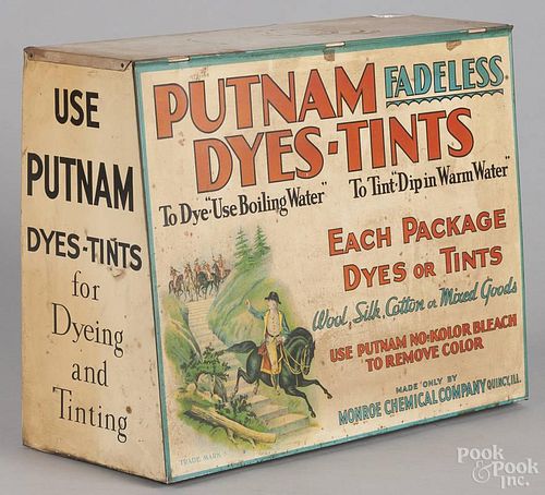 Tin litho Putnam Dye - Tint cabinet, early 20th c., 14 1/2'' h., 18 3/4'' w.
