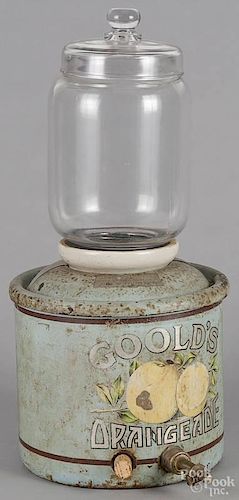 Goolds Orangeade glass and tin counter drink dispenser, early 20th c., 23'' h.